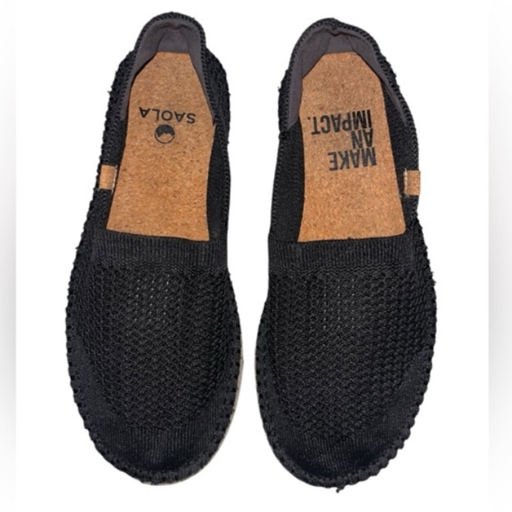 SAOLA sz 7 black slip on shoes sustainable vegan